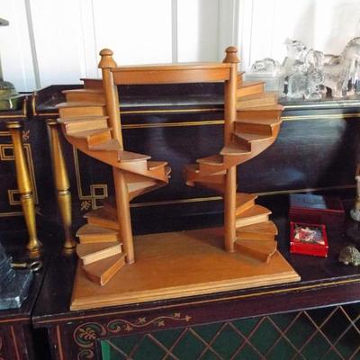 Sale Photo Thumbnail #145: WOOD CRAFTSMAN MINIATURE HAND MADE WOOD DOUBLE SPIRAL STAIRWAY