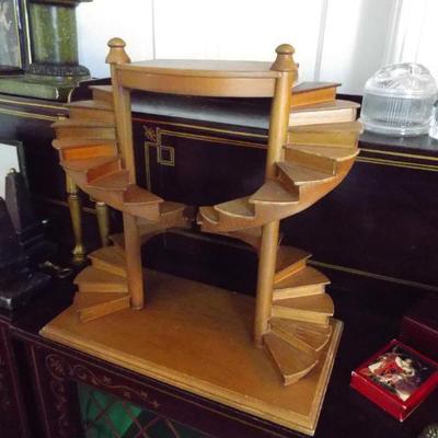 Sale Photo Thumbnail #148: WOOD CRAFTSMAN MINIATURE HAND MADE WOOD DOUBLE SPIRAL STAIRWAY