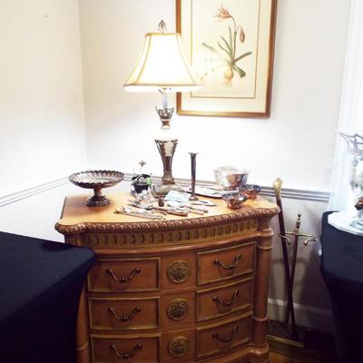 Sale Photo Thumbnail #6: COUNTRY FRENCH PICKLED FINISH CHEST WITH STERLING & TIFFANY ITEMS