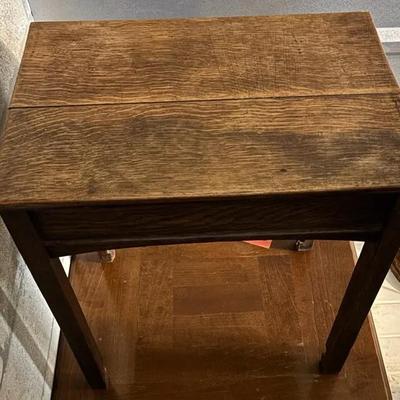 Small Dark Wood Side Table with Lower Shelf