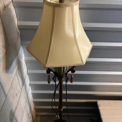 Traditional Floor Lamp with Fabric Shade and Decorative Tassels