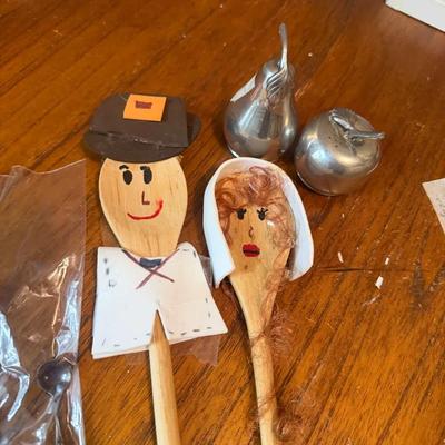 Whimsical Wooden “Bride & Groom” Spoons + Pear & Apple Metal Shakers