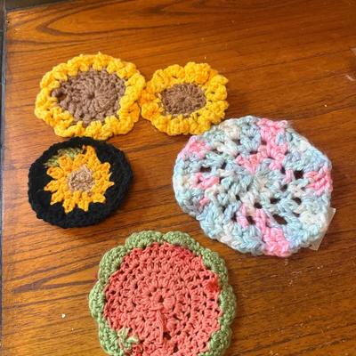 Lot of Handmade Crochet Coasters & Motifs – Sunflowers, Watermelon & Pastels