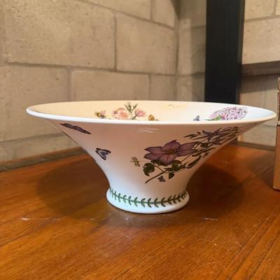 Large Botanical Floral Bowl – Dog Rose, Lilac & Butterfly Motif
