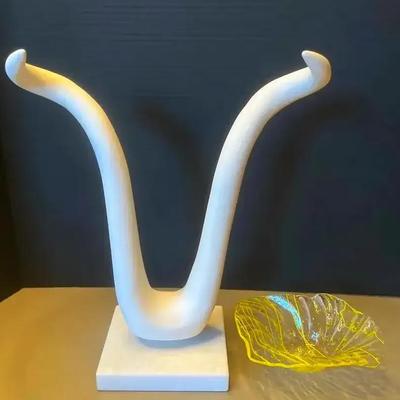 Jonathon Adler Horn Sculpture & Fused Glass Bowl