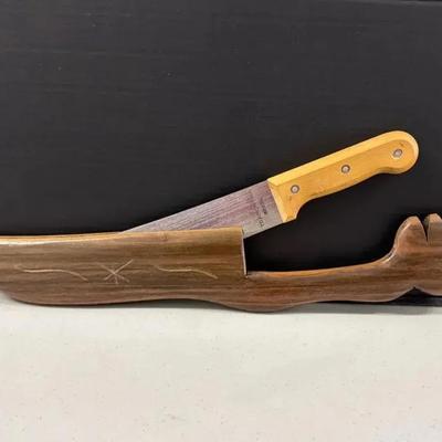 Tramontina Brazilian Meat Butcher Knife & Wood Holder