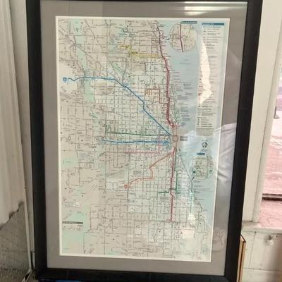 Framed Chicago Transit Map & Unframed London Neighborhood Print