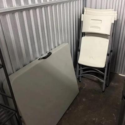 6 Heavy-Duty Plastic Chairs & Two Matching Tables