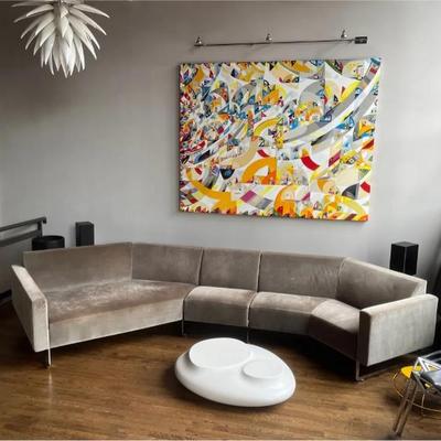 Haute Living - More Mara Taupe Velvet 3-piece Sectional Sofa