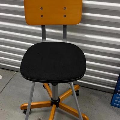Adjustable Wood Stool W/Upholstered Seat & Foot Bar