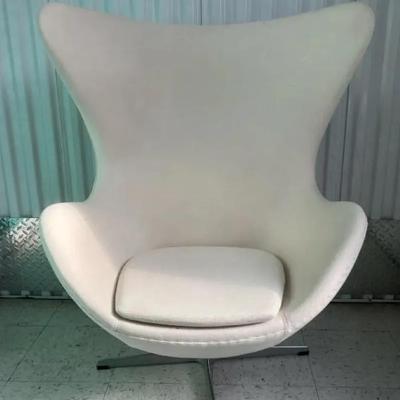 Replica Egg Chair W/White Felt Fabric & Stainless-Steel Base