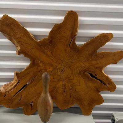 Live-Edge Wood Wall Hanging & Bowling Pin Made of Bowling Alley