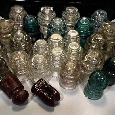Glass Insulators Green Smoky Clear Blue
