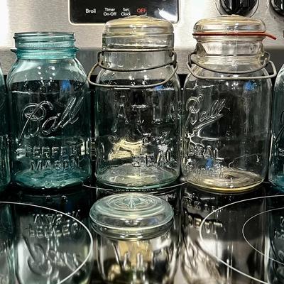 Vintage Glass Canning Jars And Lids Ball Atlas