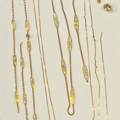 9, 10 And 14kt Gold Chains And Dental Gold
