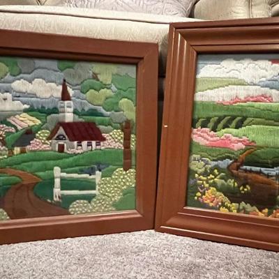Pair Of Framed Needlework Masterpieces