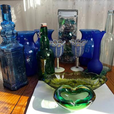 Blue And Green Glassware