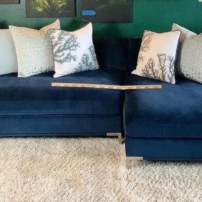 Z Gallerie Blue Upholstered Sectional Sofa