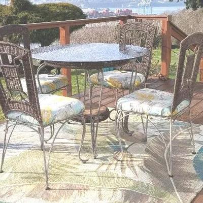Patio Bistro Table & Outdoor Rug