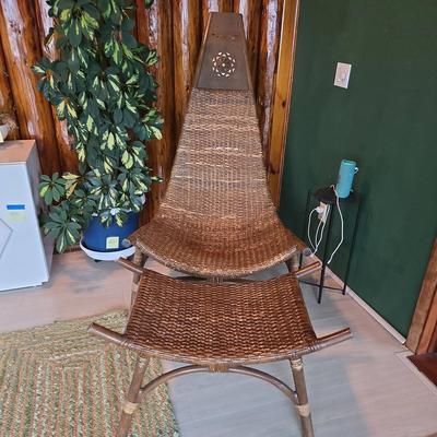 1960s Mid-Century Modern Scorpion Wicker and Bamboo Lounge Chair