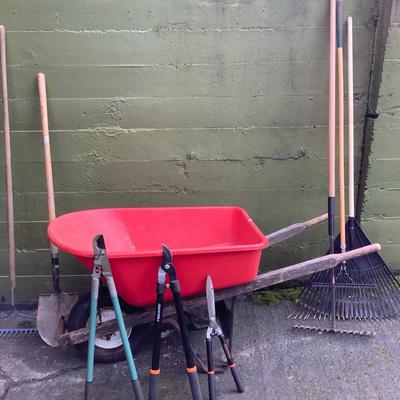 Wheelbarrow and Landscape Tools 