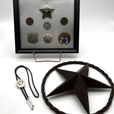 Framed TX Medallions: TX Rangers & Chicken Ranch, Texas Star, Bolo Tie