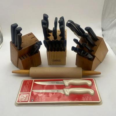 Farberware Kitchen Knives with wood block