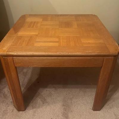 Parquet Style Wood End Table