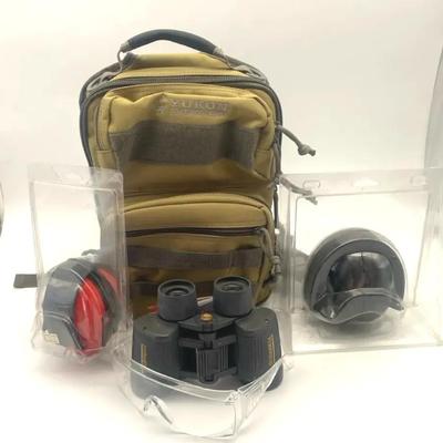 Small Backpack With 2 Ear Protectors, Binoculars And Clear Eye Protection