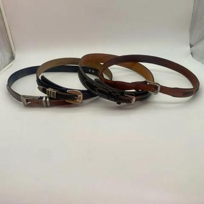 Lot Of 8 Belts (4 Western Style Belts And 4 Dress Pant Belts)