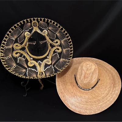 Straw Cowboy Sombrero, Mexican Velvet Sombrero 