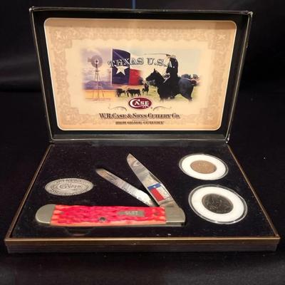 Case XX "Texas The Lone Star State" Trapper pocket knife collector's set