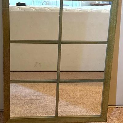 Rustic Farmhouse Windowpane Mirror- Green