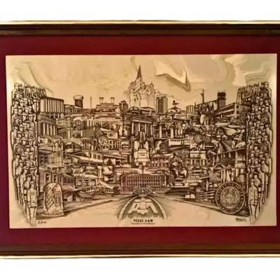 Etched Marble Texas A&M “Founded On The Future” By D. Novena