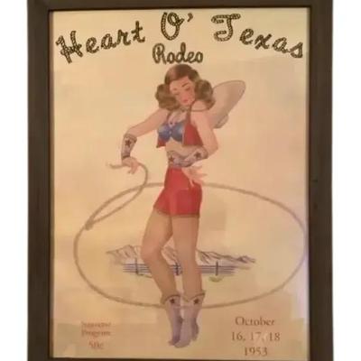 Vintage 1953 Heart Of Texas rodeo Print