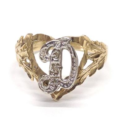 Sale Photo Thumbnail #209: 14K Gold Two Tone "D" Initial Ring (sz 6.75)