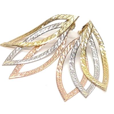 Sale Photo Thumbnail #140: 14K Tri Color Gold Herringbone Dangle Earrings