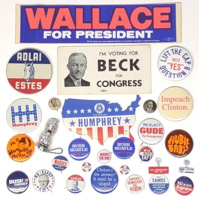 Sale Photo Thumbnail #561: (28) Vintage Political Campaign Button Pins