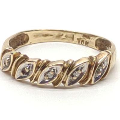 Sale Photo Thumbnail #458: 10K Gold Marquise Style Diamond Ring (sz 6.5)