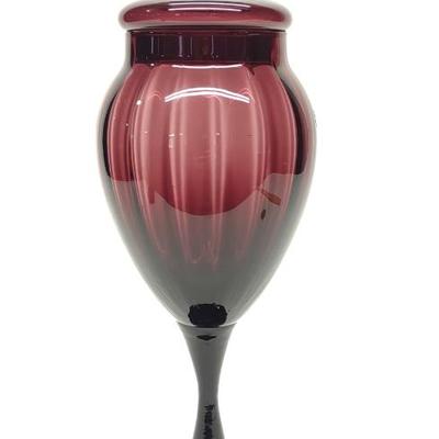 Sale Photo Thumbnail #574: 13.5" Amethyst Lidded Blown Glass Vase
