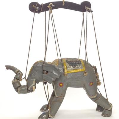 Sale Photo Thumbnail #172: Antique Wooden Elephant Marionette Puppet