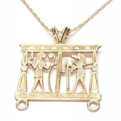 Sale Photo Thumbnail #121: 14K Gold Egyptian Necklace Pendant & Chain