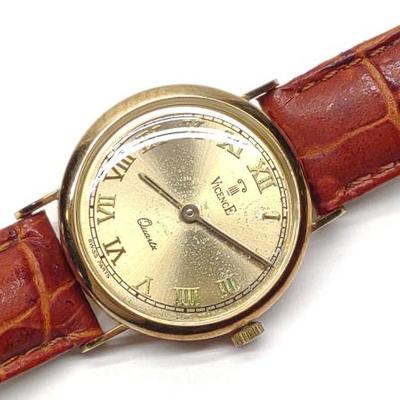 Sale Photo Thumbnail #371: 14K Gold Vicence Ladies Watch w/ Leather Band