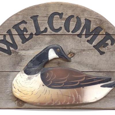 Sale Photo Thumbnail #336: Carved Canada Goose Welcome Wooded Sign