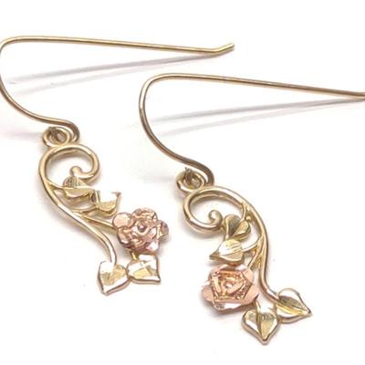 Sale Photo Thumbnail #335: 10K Gold Michael Anthony Rose Drop Earrings