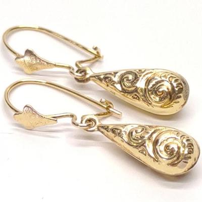 Sale Photo Thumbnail #230: 14K Yellow Gold Dangle Drop Earrings