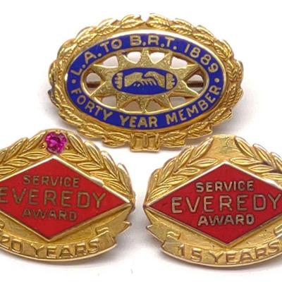 Sale Photo Thumbnail #341: (3) 14K & 10K Gold Lapel Award Pins