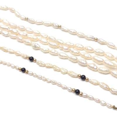 Sale Photo Thumbnail #431: (4) 14K Gold Freshwater Pearl Bracelets (7-8" L)