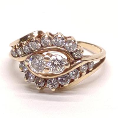 Sale Photo Thumbnail #17: 14K Gold & Diamond (1.15 ctw) Bypass Ring (sz 7)
