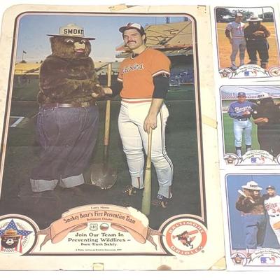 Sale Photo Thumbnail #572: 4 Smokey Bear Baseball Poster & Cards (signed)